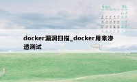 docker漏洞扫描_docker用来渗透测试