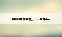 DDOS攻击教程_ddos攻击dns