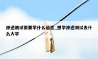 渗透测试需要学什么语言_想学渗透测试去什么大学