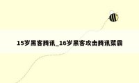 15岁黑客腾讯_16岁黑客攻击腾讯菜霸